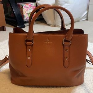 Kate Spade pebbled leather cognac purse w/ crossbody strap